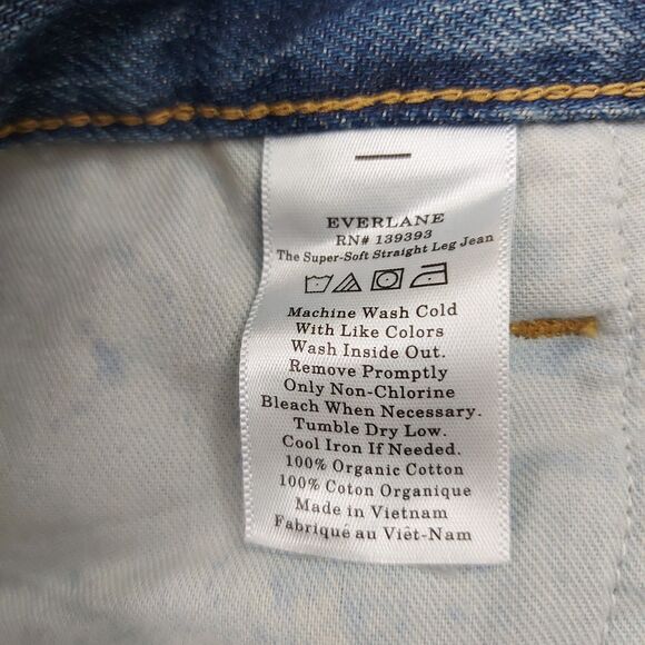 Everlane The Super Soft Straight Leg Jean Womens 33 Blue Organic Cotton Denim - Picture 12 of 12